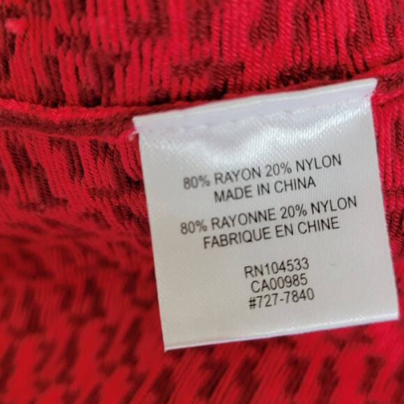Nanette Lepore Knit Dress Geometric Red Fit Flare Scoop Neck Women Large - Picture 12 of 12